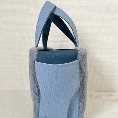 Sサイズ】ブルーグレー ボアバッグ 8号倉敷帆布使用 手提げバッグ