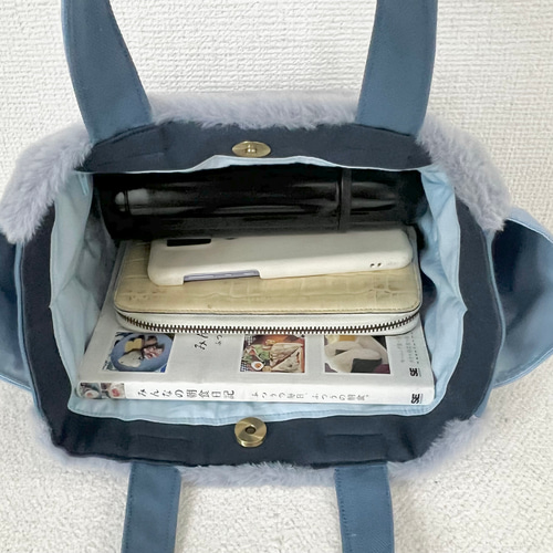 Sサイズ】ブルーグレー ボアバッグ 8号倉敷帆布使用 手提げバッグ