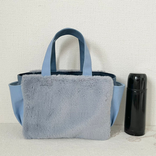 Sサイズ】ブルーグレー ボアバッグ 8号倉敷帆布使用 手提げ