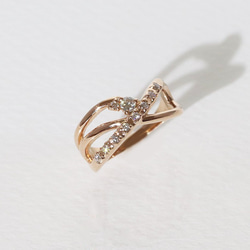 k18 しずく 0.10ct 天然ダイヤモンド リング 指輪 雫 涙 ティア