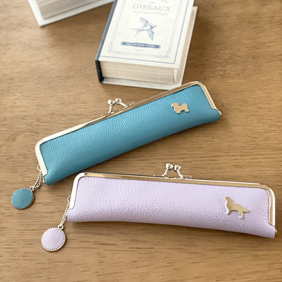 12犬種＋αから選べる！(レザーカラー16色)から選べる！コンパクトがま口レザーペンケース 1枚目の画像