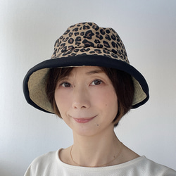 【美品】 PEARLYGATES レオパード柄 ストローハット 58cm 美品】 PEARLYGATES レオパード柄 ストローハット 58cm