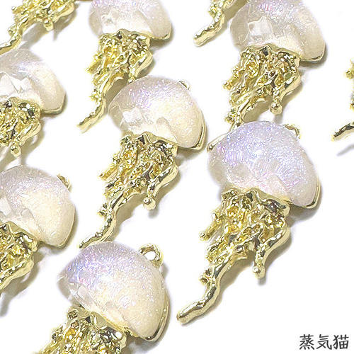 幻想】くらげチャーム ゴールド 4個【海夏 海月ピアス