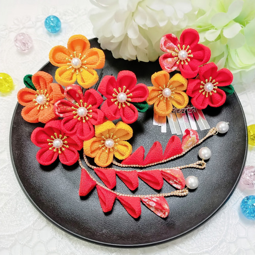 七五三 髪飾り 和風 古風 紫 かんざし ちりめん ビラ付き つまみ細工 七五三 髪飾り 和風 古風 紫 かんざし ちりめん ビラ付き つまみ細工