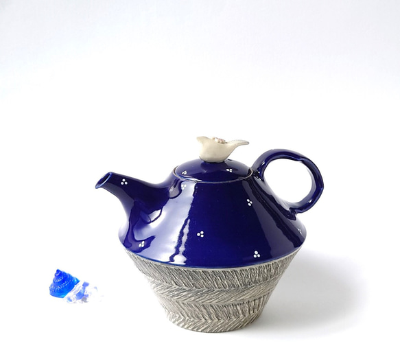 紺とグレーのコントラストが素敵 ティーポット 陶器 ポット・急須 raku