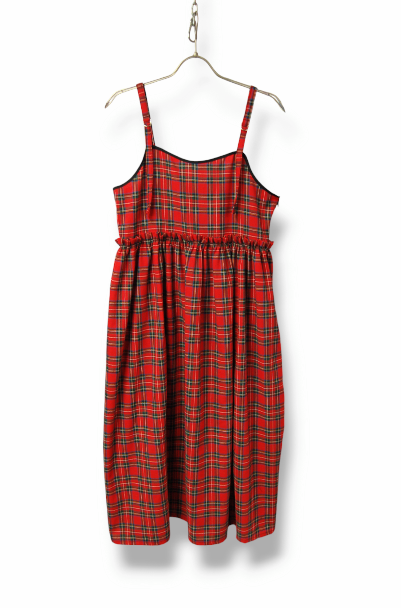 タータンチェック　ギャザーロングワンピース