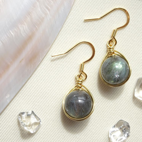 ラブラドライト ピアス/イヤリング 金属アレルギー対応 天然石