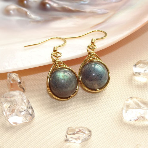 アレルギー対応☆ラブラドライト＊ピアス ラブラドライト ピアス/イヤリング 金属アレルギー対応 天然石