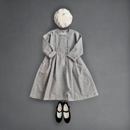 ENFOLD 大きめ　ドルマンスリーブ　ノーカラー　コート　羊毛　ウール　グレー ENFOLD 大きめ ドルマンスリーブ ノーカラー コート 羊毛 ウール