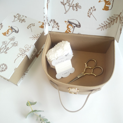 カルトナージュのミニトランクBOX、キッズトランク(Pure rabbit