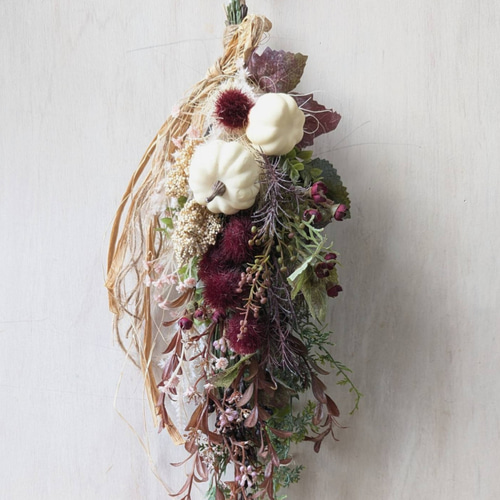 Halloween＊ホワイトパンプキン フェイクスワッグ スワッグ fu