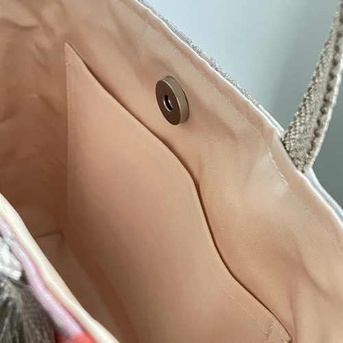 帯リメイクバッグ 煌めく孔雀 Mサイズ 和装バッグ 帯バッグ トート