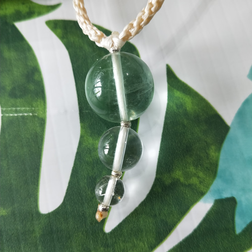 H-76】フローライト☆マクラメネックレス Macrame ネックレス