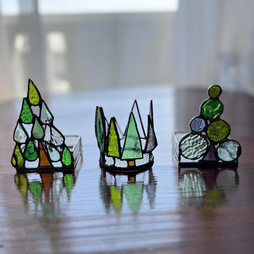 ステンドグラス 〜森のキャンドルホルダー〜 ガラス 花瓶ホルダー