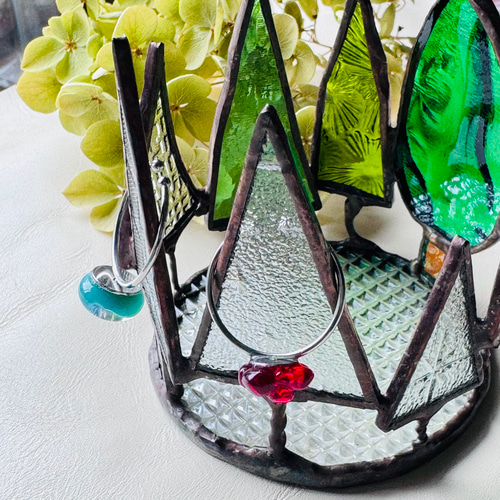 ステンドグラス 〜森のキャンドルホルダー〜 ガラス 花瓶ホルダー