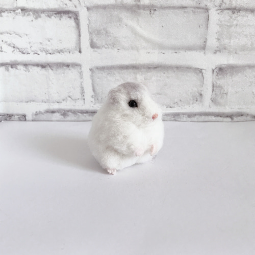 まんまるハムスター（パールホワイト） 羊毛フェルトマスコット 羊毛