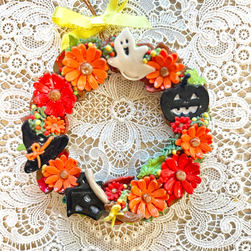 ✨再販✨ 人気のセラミックアート ハロウィンリース リース ✨再販✨ 人気のセラミックアート ハロウィンリース リース