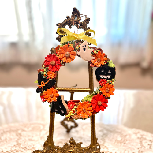 ✨再販✨ 人気のセラミックアート ハロウィンリース リース ✨再販✨ 人気のセラミックアート ハロウィンリース リース