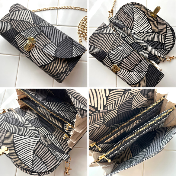 イギリス輸入生地 DEFINITYの軽やかショルダーバッグ スマホポシェット スマホショルダー お財布ポシェット 12枚目の画像