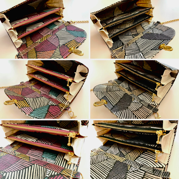 イギリス輸入生地 DEFINITYの軽やかショルダーバッグ スマホポシェット スマホショルダー お財布ポシェット 9枚目の画像