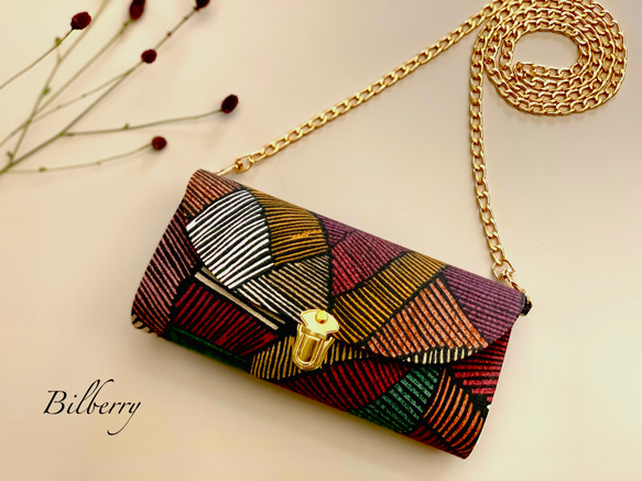 イギリス輸入生地 DEFINITYの軽やかショルダーバッグ スマホポシェット スマホショルダー お財布ポシェット 4枚目の画像