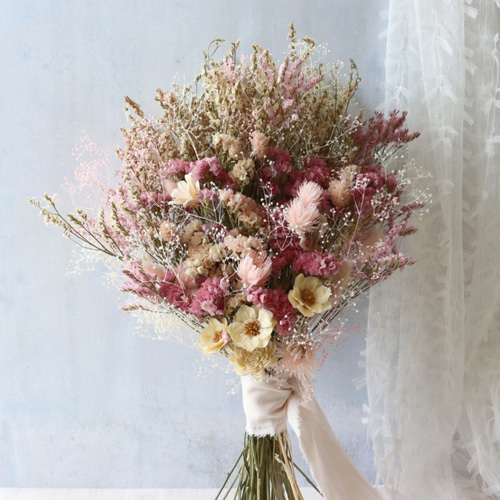 ドライフラワースワッグ スターチス ピンク ウェディングブーケ