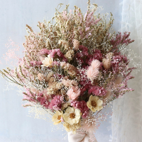 ドライフラワースワッグ スターチス ピンク ウェディングブーケ ドライ