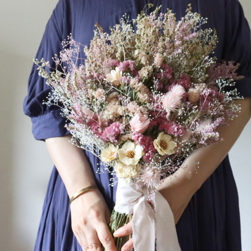 ドライフラワー　ブーケ　ミニブーケ　スターチス　スワッグ 再販7✴︎ ドライフラワー スワッグ ブーケ スターチス (ピンク