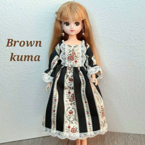 リカちゃん服 クラシック ワンピース その他人形 Brown kuma
