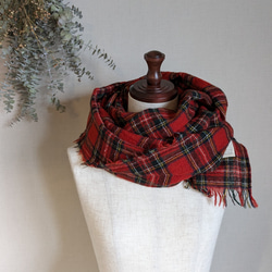 ふっくらウールガーゼ マフラー_タータンチェック(レッド) マフラー