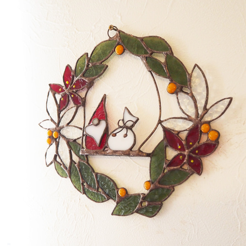 ステンドグラス クリスマスリース ステンドグラスのクリスマスリース リース Unit Glass Studio