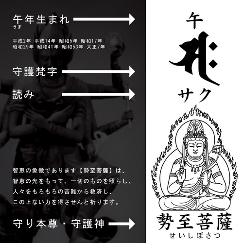 守護梵字】☆午(うま)年生まれの守護本尊・守護神 ☆勢至菩薩 ☆守護