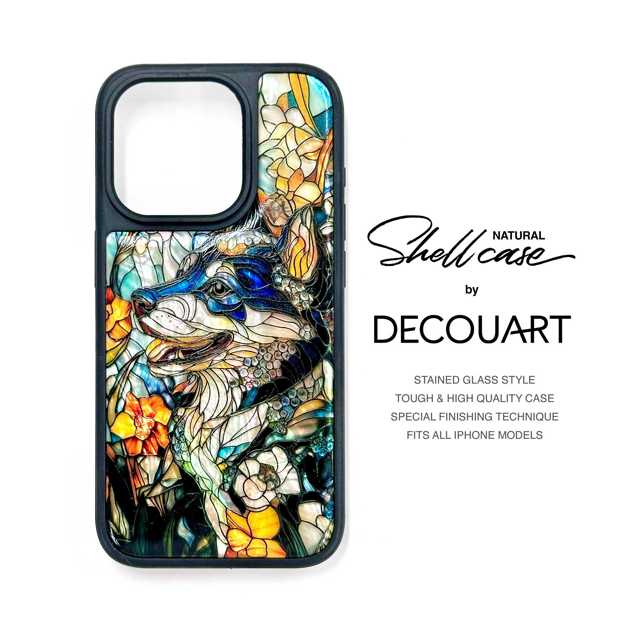 iPhone 17 16 黑 柴犬 螺鈿風 名入れ可 天然貝シェル 全機種対応 ケース ソフト 耐衝撃カバー 059 5,023円