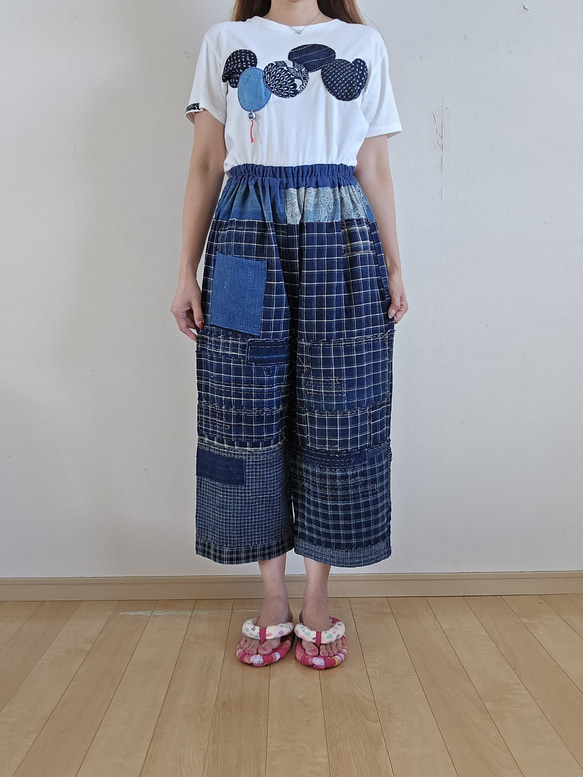 着物リメイク 古布 手作り BORO 襤褸 パンツ ワンピース hanahukujun 