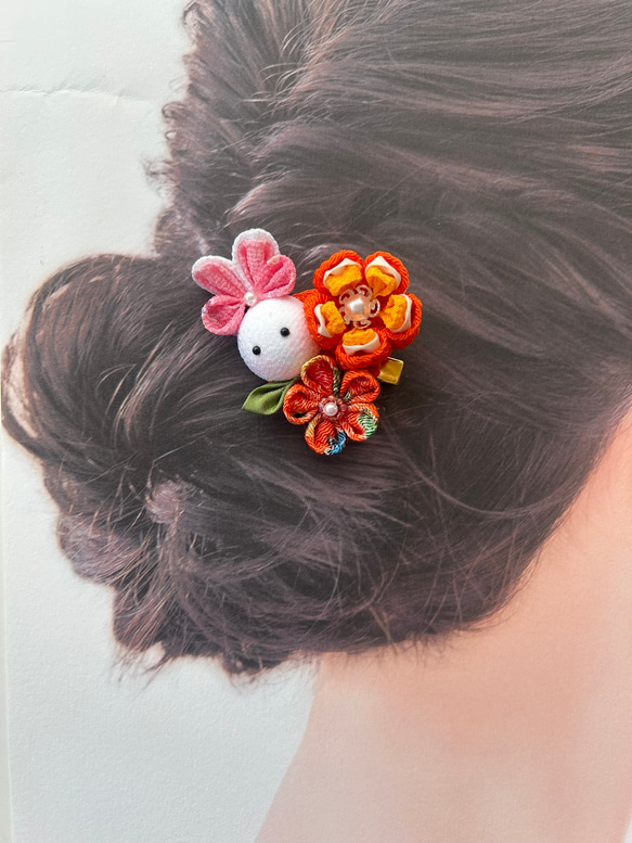 つまみ細工 髪飾り ヘアクリップ うさぎさん♡ 【公式通販】
