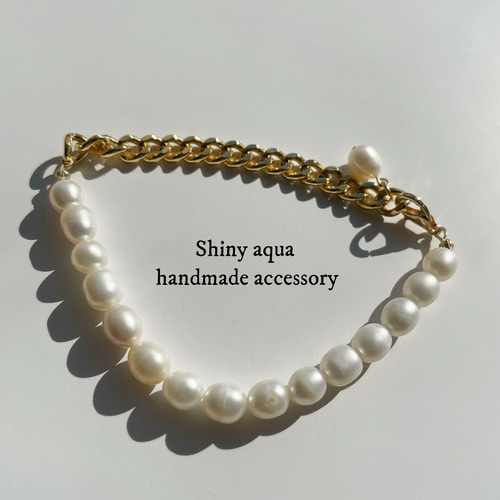 淡水パール ゴールドチェーン ブレスレット19㎝ ブレスレット Shiny