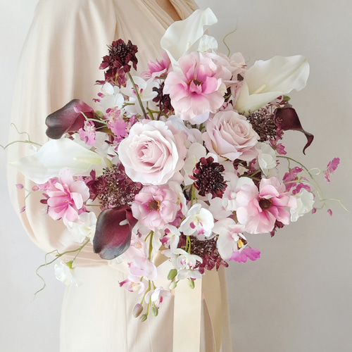 カラーリリーとローズのウェディングブーケ&ブートニア❀アーティ  