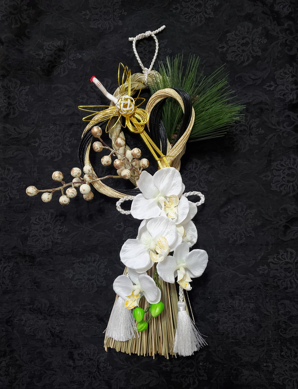 ラスト1点＊ コチョウランに金鶴舞うお正月飾り しめ縄飾り (Creem限定