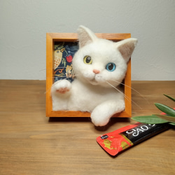 ほっこり癒しのミニねこ】キジ白猫 お座りver.【羊毛フェルト】【猫