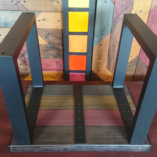 マットブラックでアイアンなお洒落ベンチ♪ 38×356×562×400mm