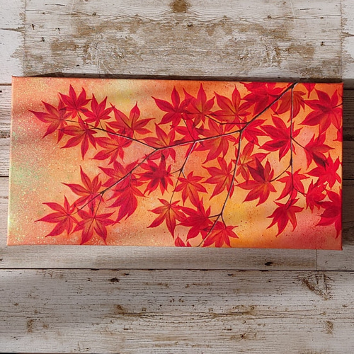紅葉」横長キャンバス 絵画 atelier-kaza碧 通販 18338565｜Creema
