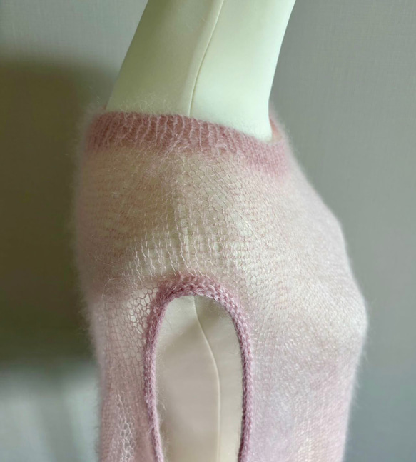 手編みベスト (ピンク) 7枚目の画像