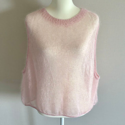 手編みベスト (ピンク) 2枚目の画像
