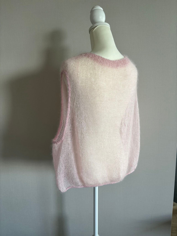 手編みベスト (ピンク) 8枚目の画像