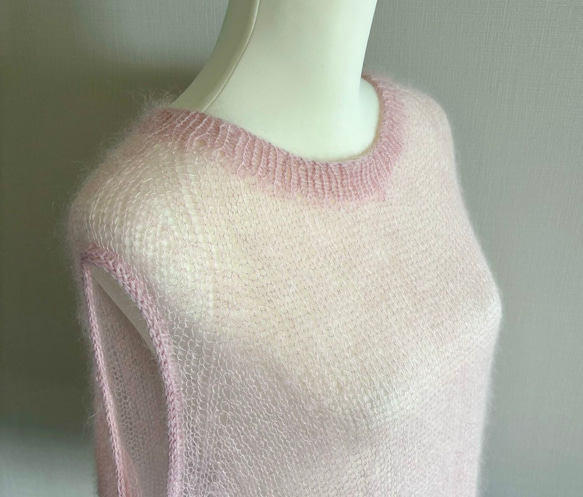 手編みベスト (ピンク) 4枚目の画像