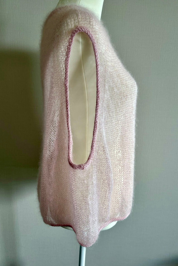 手編みベスト (ピンク) 6枚目の画像