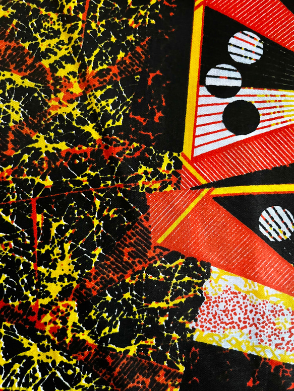 アフリカプリント生地  WOODIN オレンジ幾何学 コットン 7枚目の画像
