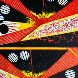アフリカプリント生地  WOODIN オレンジ幾何学 コットン 6枚目の画像