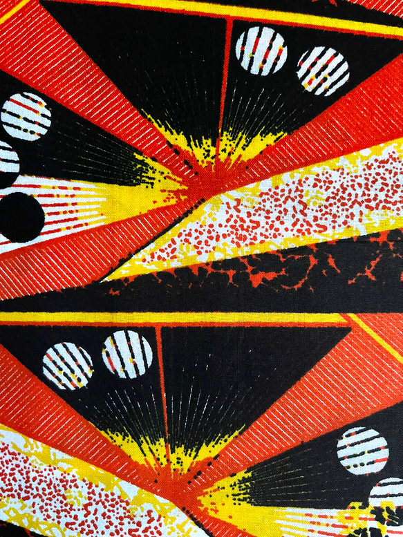 アフリカプリント生地  WOODIN オレンジ幾何学 コットン 6枚目の画像