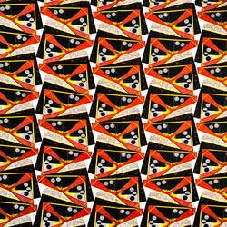 アフリカプリント生地  WOODIN オレンジ幾何学 コットン 2枚目の画像